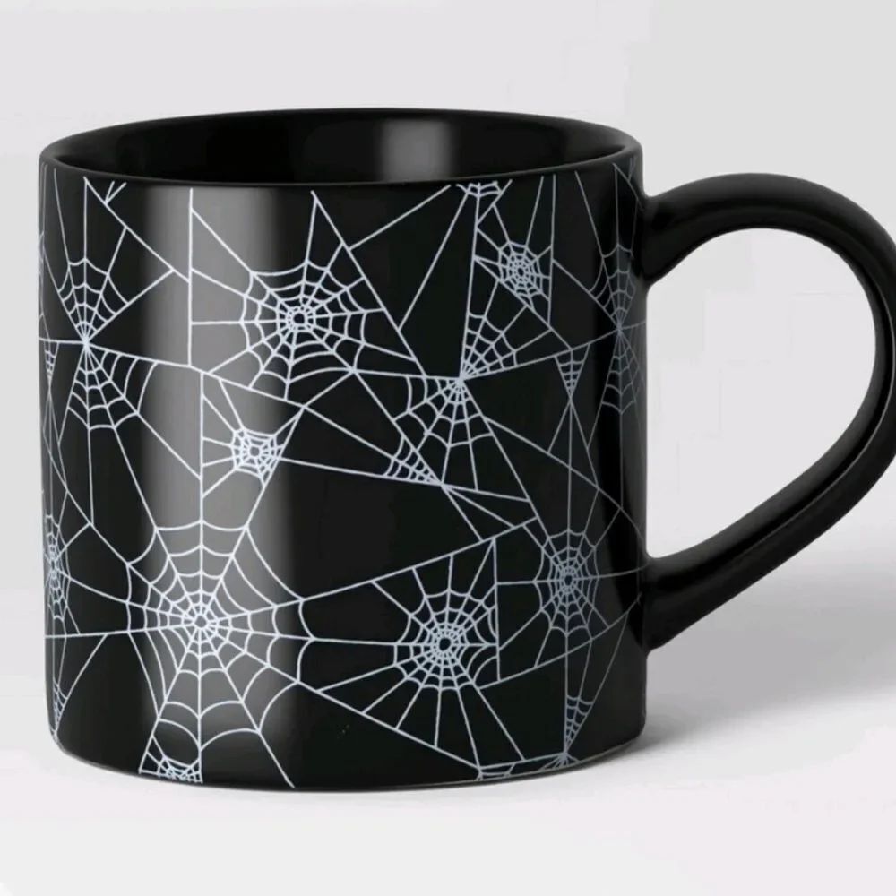 Hyde & Eek Large Spider Web Halloween Coffee Mug Black